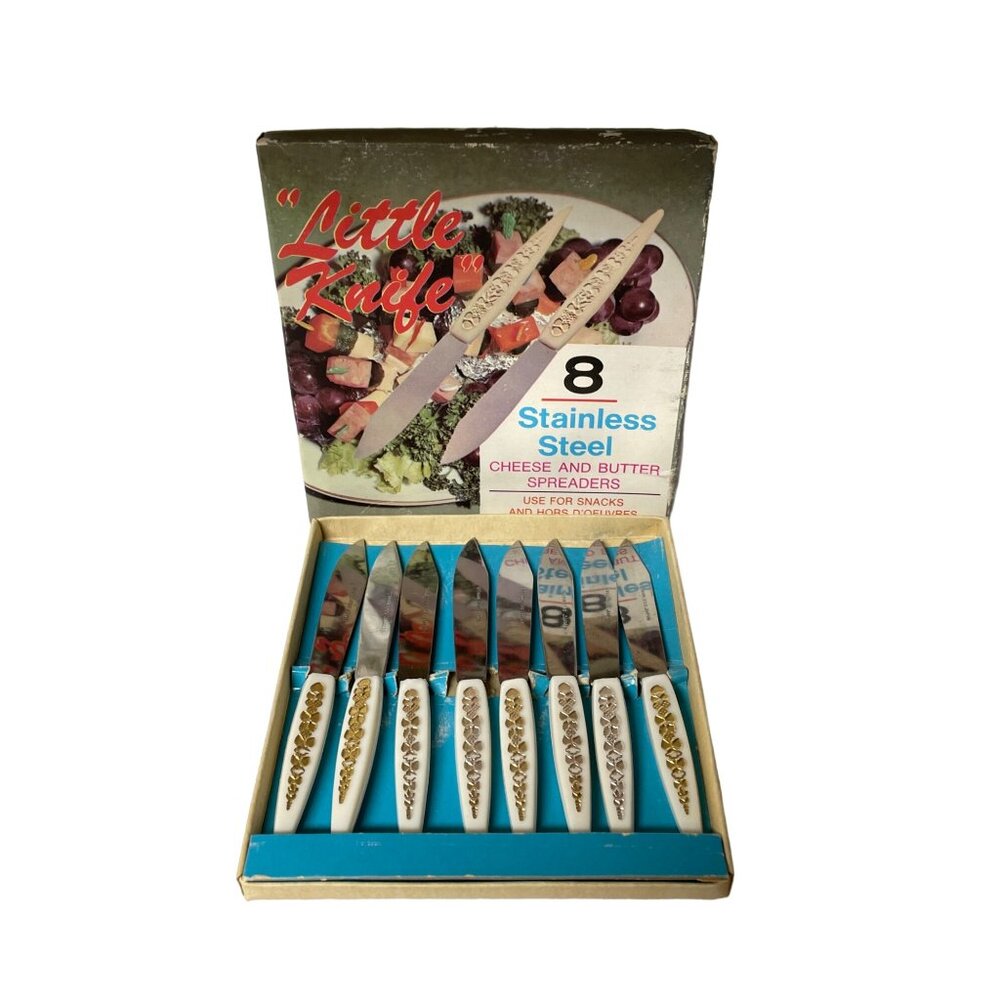 Vintage Little Utensil Hors D’Oeuvres Cheese Spreaders Set of 8 Japan